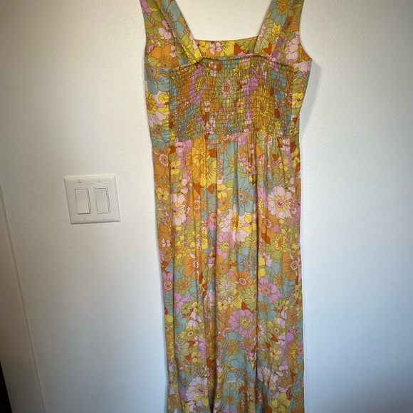 Show Me Your Mumu Claire Midi Dress Groovy Blooms Size Large Floral Boho Chic - Picture 6 of 7